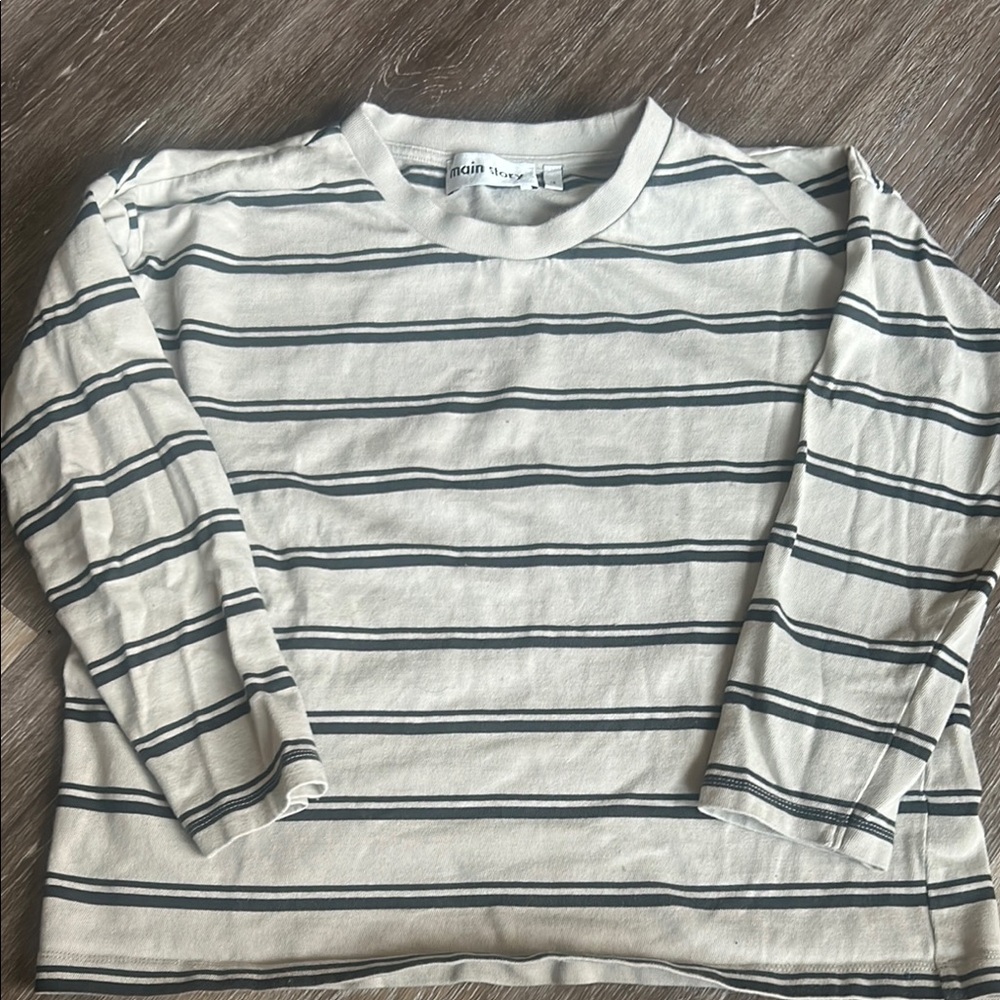 Black and White Long Sleeve Tee with Classic Crew Neck